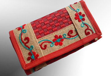 Jute Embroidered Pouch